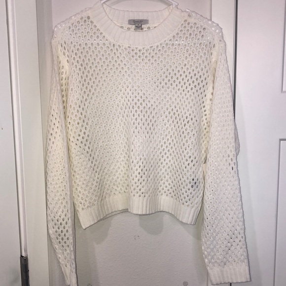 Ladies Orange Kiss Essentials White Crochet Sweater Knit Size S. Bo ho. Spring - Picture 1 of 12